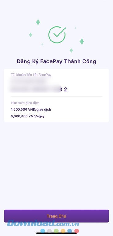 Đăng ký FacePay thành công