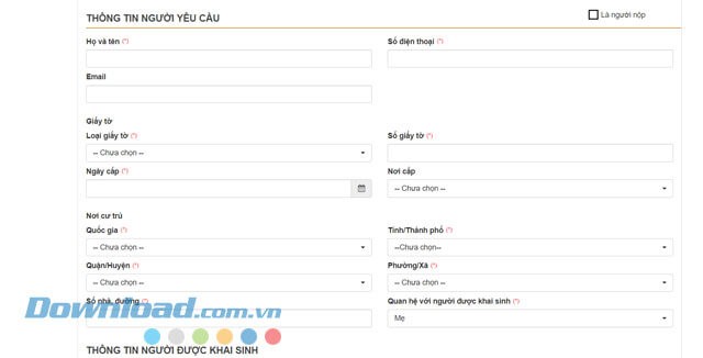 Nhập thông tin cần thiết