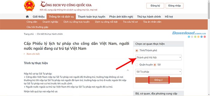 Hướng dẫn đăng ký cấp phiếu lý lịch tư pháp online