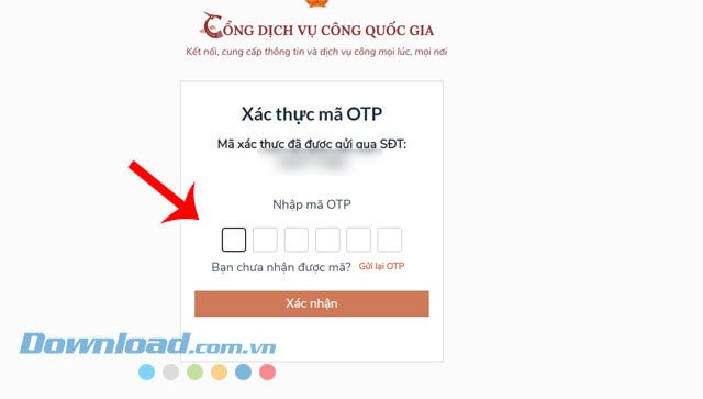 Nhập mã xác nhận