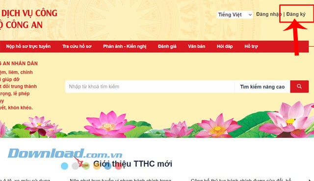 Hướng dẫn đăng ký tài khoản Cổng dịch vụ công Bộ Công an