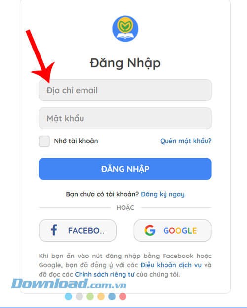 Đăng nhập tài khoản Sách mềm vừa tạo