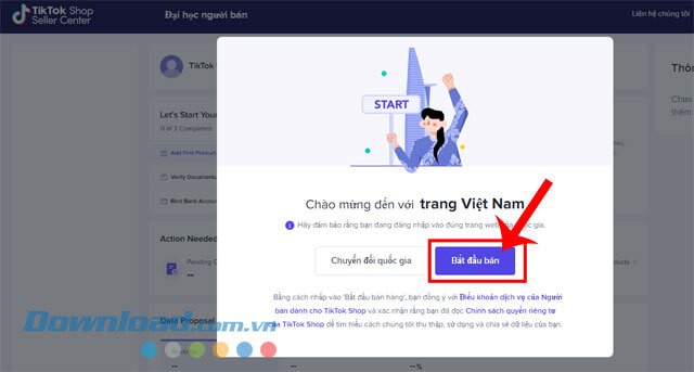 Nhấp chuột vào nút Bắt đầu bán