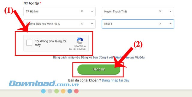 Nhấp chuột vào nút Đăng ký