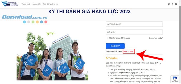 Hướng dẫn đăng ký thi Đánh giá năng lực ĐHQG TP.HCM