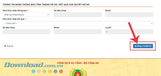 Nhấn vào nút Đồng ý và tiếp tục