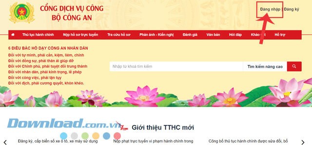 Nhấp chuột vào nút Đăng nhập