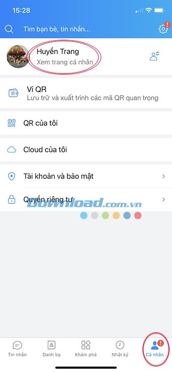 Trang cá nhân trên Zalo