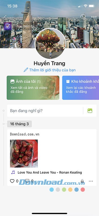 Bài đăng kèm nhạc trên Zalo