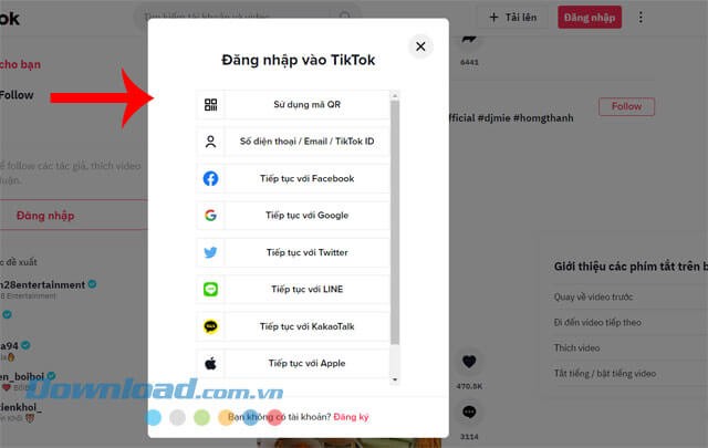 Đăng nhập tài khoản TikTok