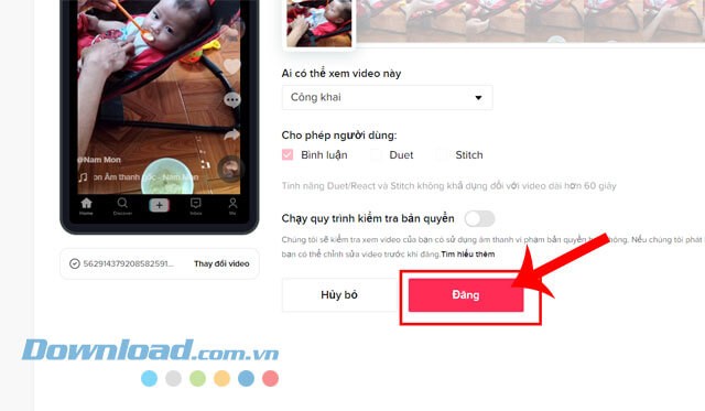Cick chuột vào nút Đăng