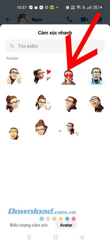 Chọn một biểu tượng Avatar bất kỳ.