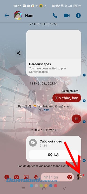 Biểu tượng cảm xúc nhanh được đổi thành avatar