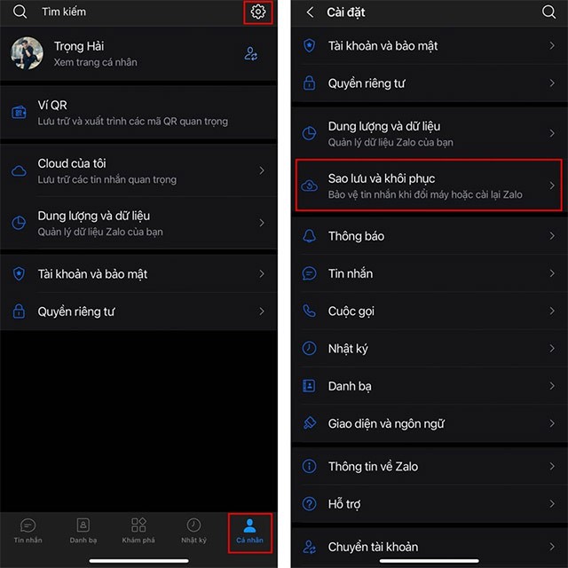 Sao lưu và khôi phục