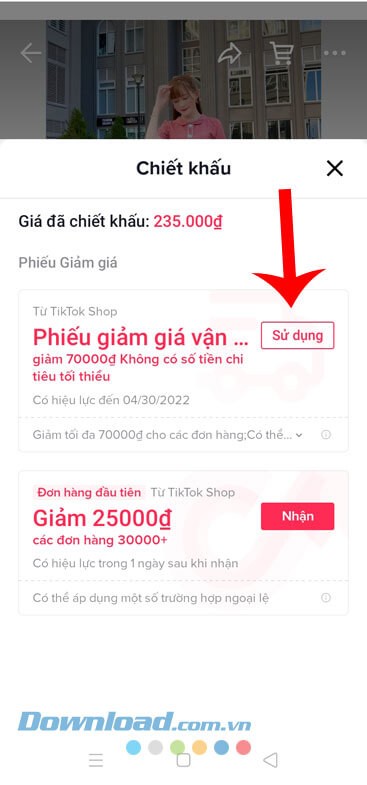 Nhận và sử dụng mã giảm giá