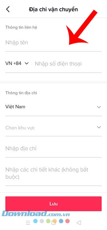 Nhập địa chỉ giao hàng
