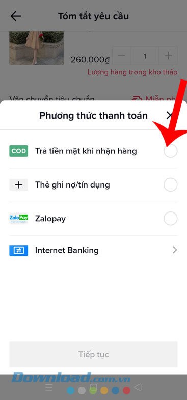 Chọn phương thức thanh toán