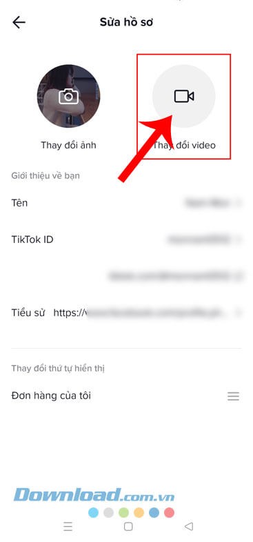 Ấn vào mục Thay đổi video