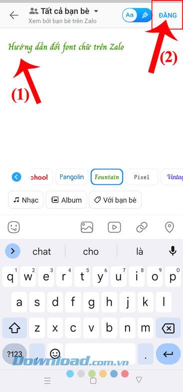 Viết caption và ấn nút Đăng