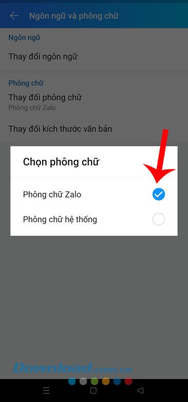Chọn font chữ