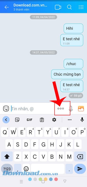 Ấn vào biểu tượng dấu ba chấm