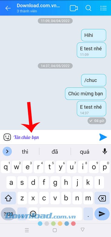 Soạn nội dung tin nhắn muốn gửi