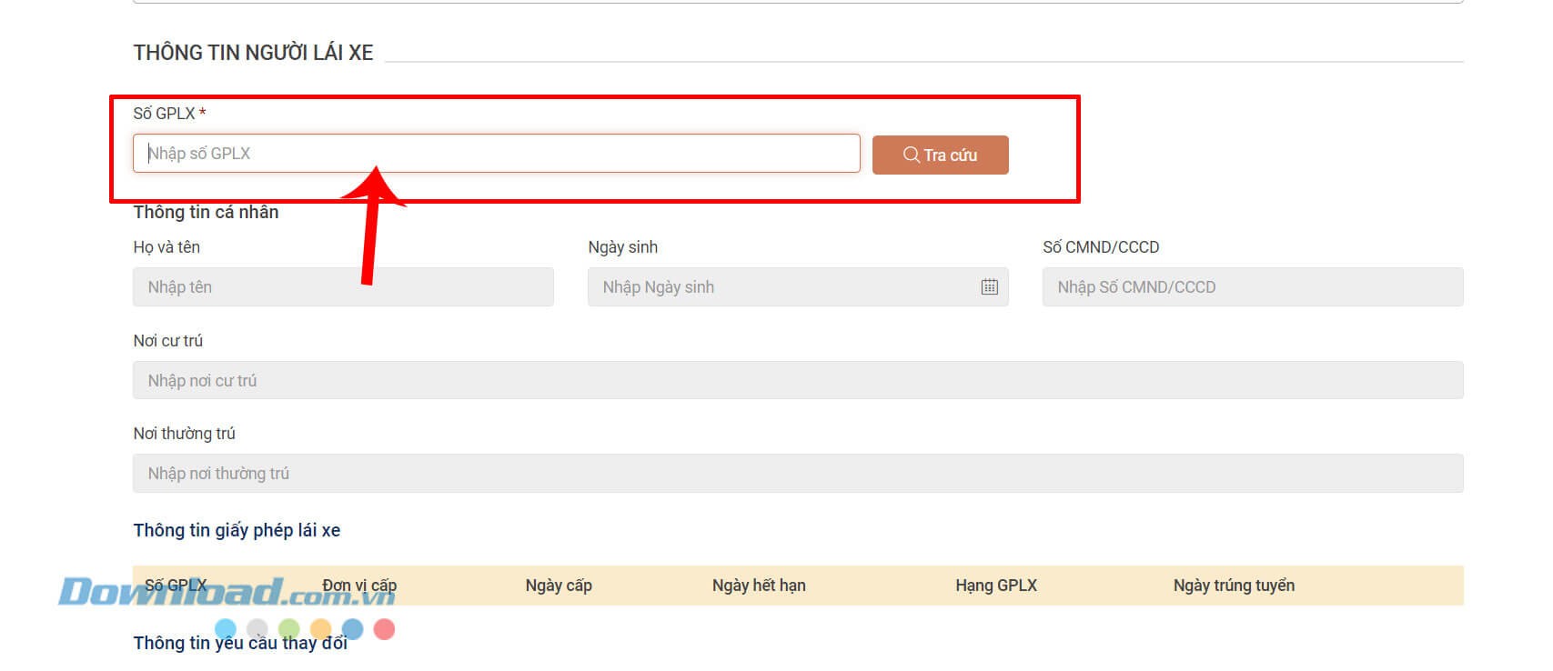 Nhập số Giấy phép lái xe