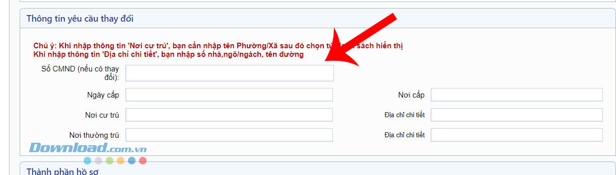 Nhập thông tin địa chỉ theo hướng dẫn hiển thị