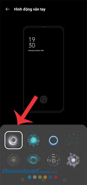 Chọn hiệu ứng mở khóa vân tay