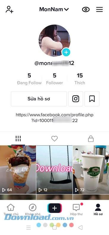 Đã thay đổi tên và TikTok ID