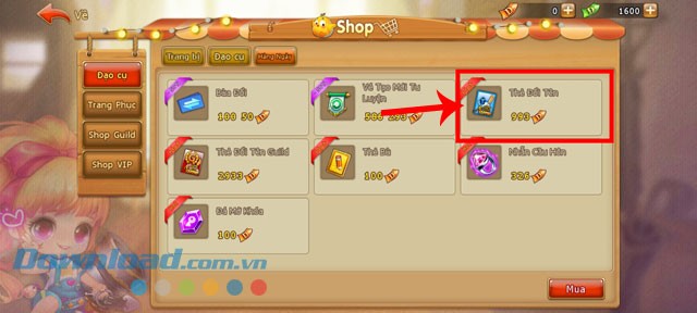 Ấn vào mục Thẻ đổi tên