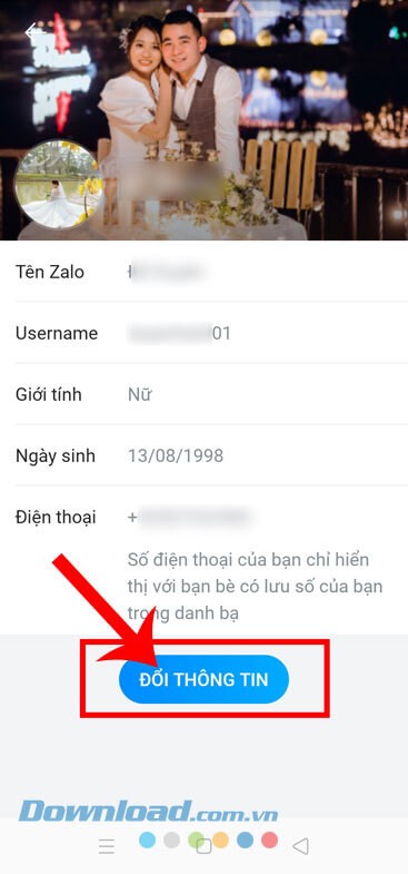 Ấn vào nút Cập nhật thông tin