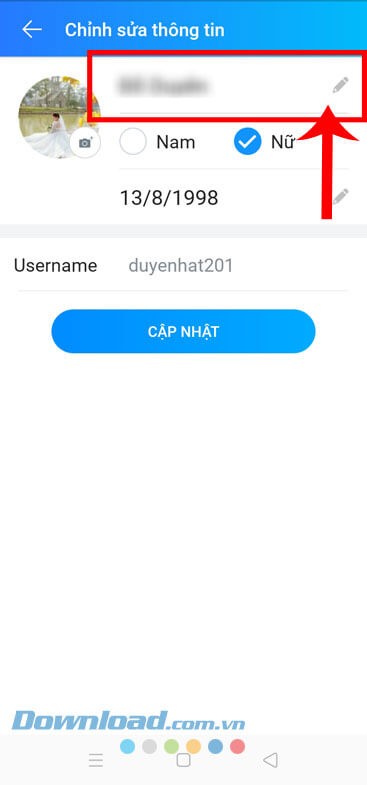 Chỉnh sửa tên Zalo