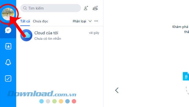 Nhấn vào biểu tượng tài khoản