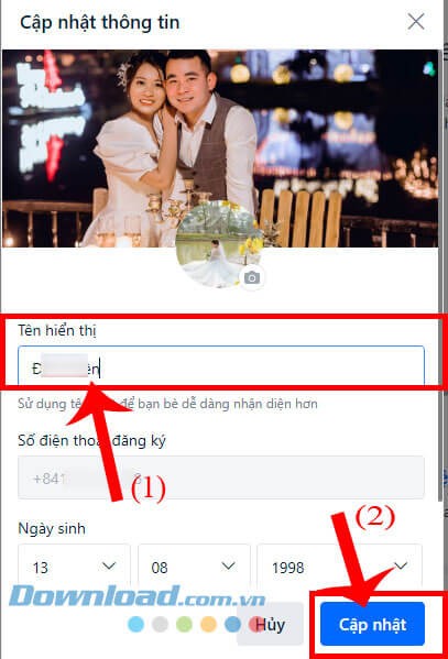 Nhập tên Zalo mới