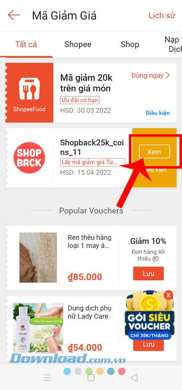 Nhấn vào nút Xem