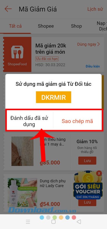 Sử dụng voucer giảm giá