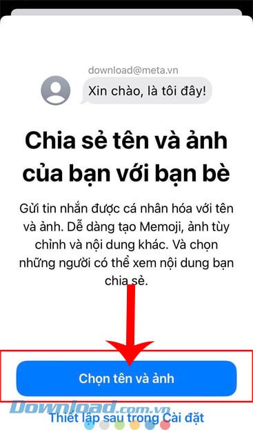 Ấn vào nút Chọn tên và ảnh