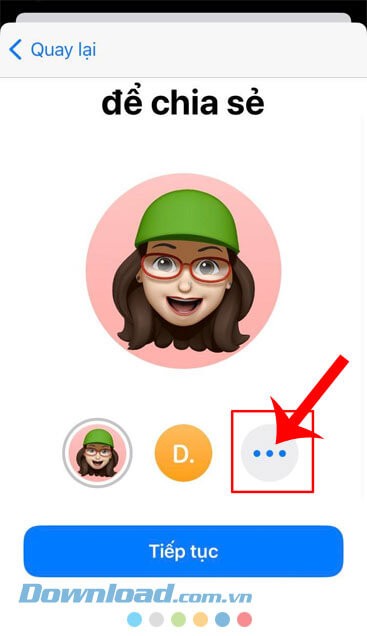 Chạm vào biểu tượng dấu ba chấm