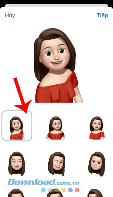 Chọn kiểu cho nhân vật Memoji