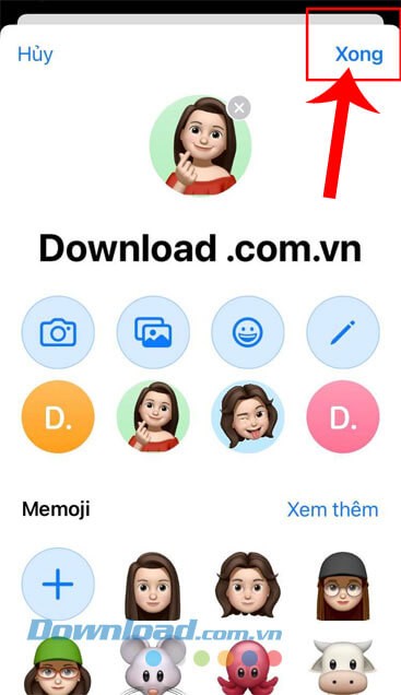 Tiếp tục, chạm vào nút Xong