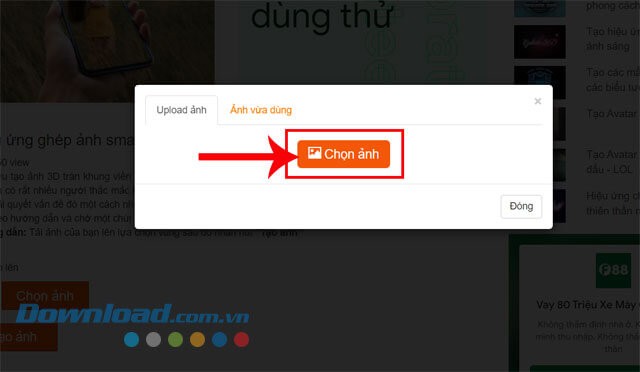 Tiếp tục, click chuột vào nút Chọn ảnh