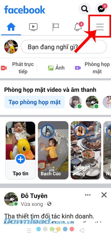 Nhấn vào biểu tượng ba dấu gạch ngang