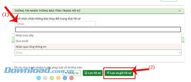 Ấn nút Lưu và gửi hồ sơ