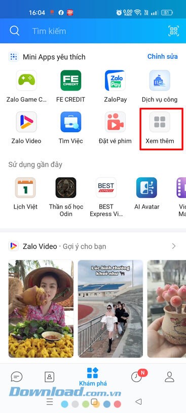 Nhấn vào mục Xem thêm