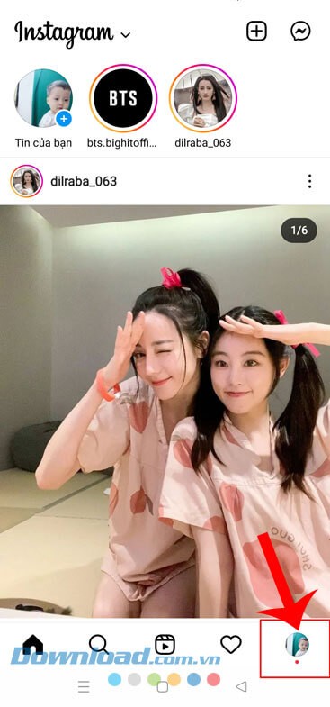 Ấn vào biểu tượng tài khoản