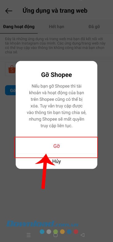 Tiếp tục, ấn vào nút Gỡ
