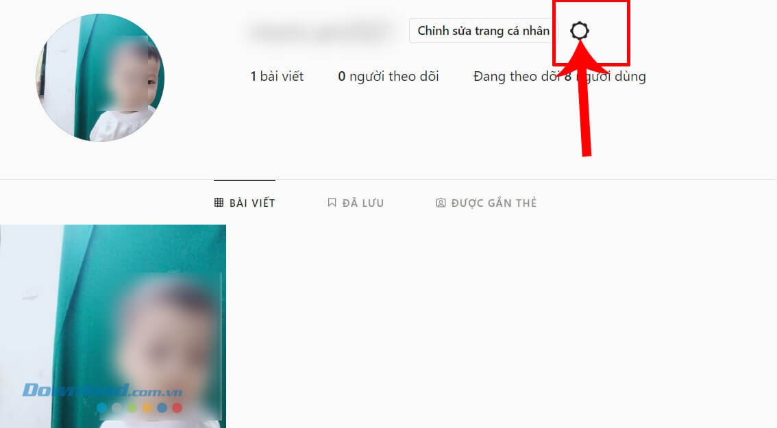 Nhấn vào biểu tượng cài đặt