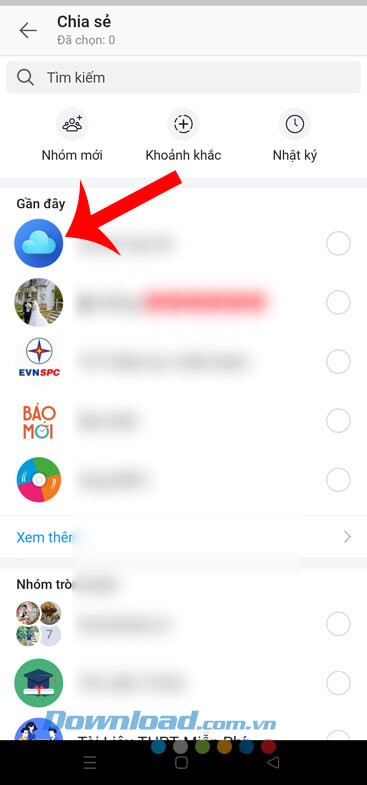 Chọn bạn bè trên Zalo