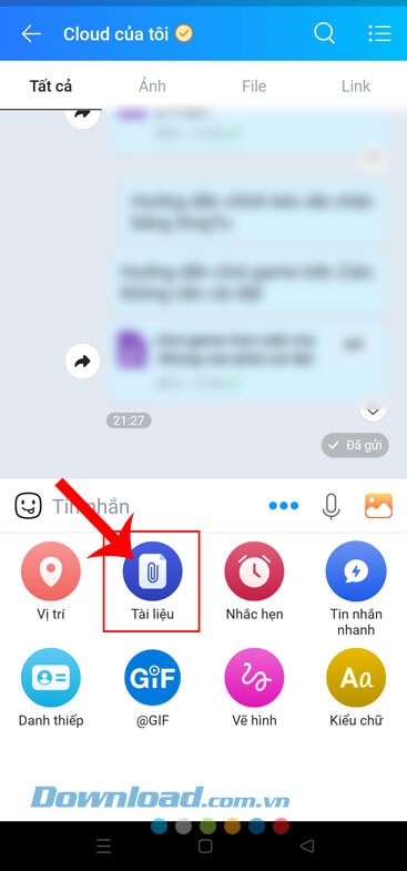 Nhấn vào mục Tài liệu